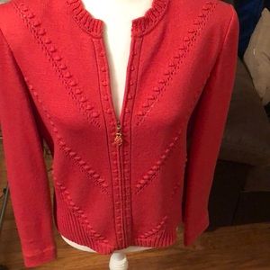 Front zippered knit sweater